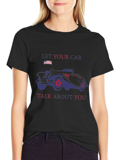 Camiseta Negra con Diseño de Coche Clásico Americano