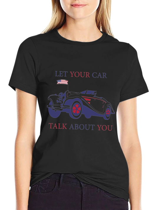 Camiseta Negra con Diseño de Coche Clásico Americano