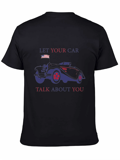 Camiseta Negra con Diseño de Coche Clásico Americano