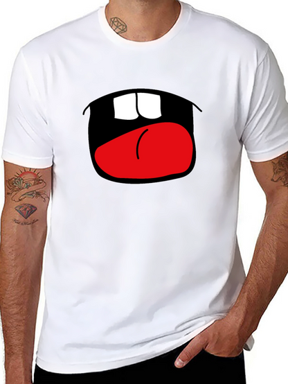 Camiseta Negra con Boca Abierta Divertida
