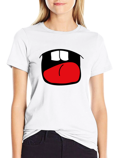Camiseta Negra con Boca Abierta Divertida