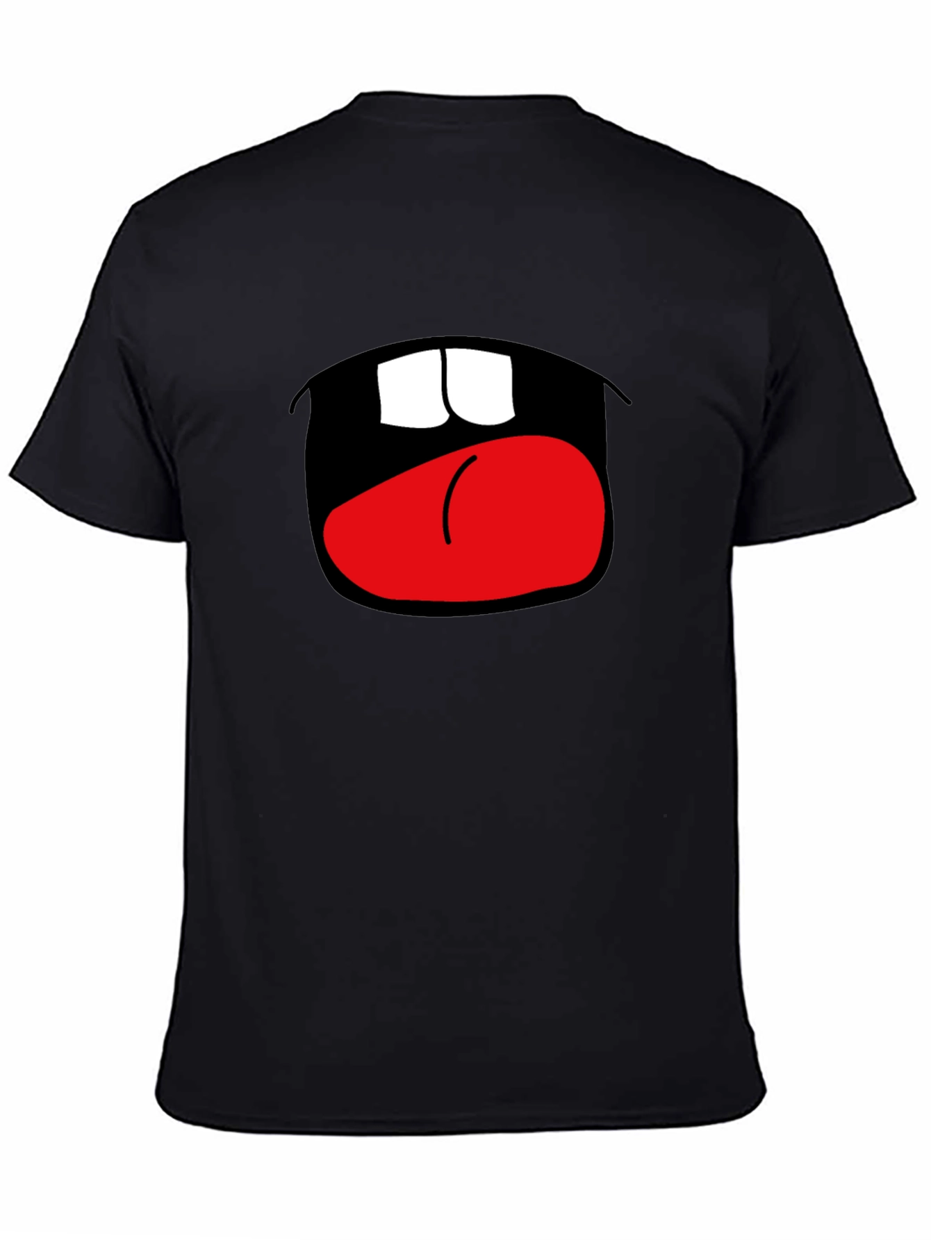 Camiseta Negra con Boca Abierta Divertida
