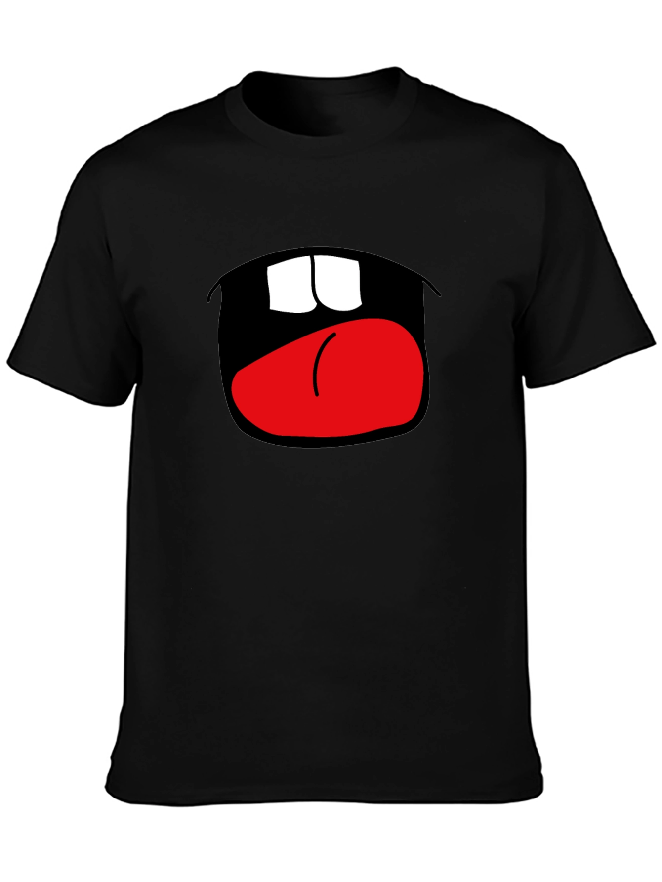 Camiseta Negra con Boca Abierta Divertida