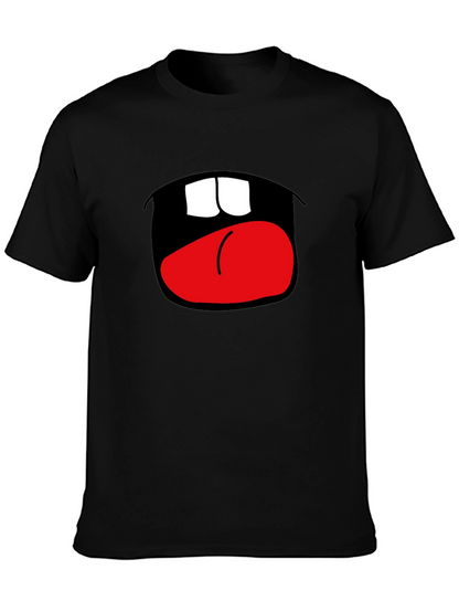 Camiseta Negra con Boca Abierta Divertida