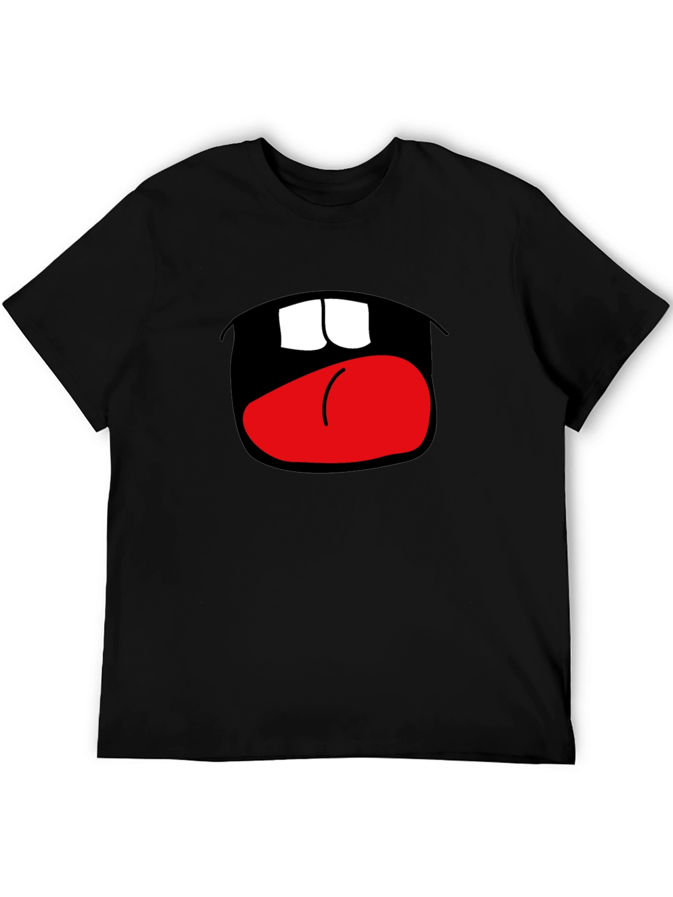 Camiseta Negra con Boca Abierta Divertida