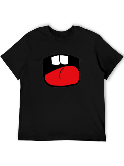 Camiseta Negra con Boca Abierta Divertida
