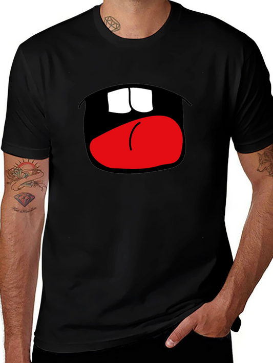 Camiseta Negra con Boca Abierta Divertida