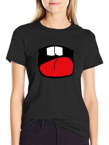 Camiseta Negra con Boca Abierta Divertida