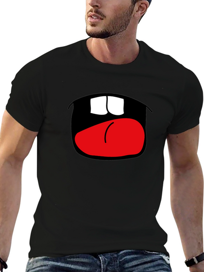 Camiseta Negra con Boca Abierta Divertida