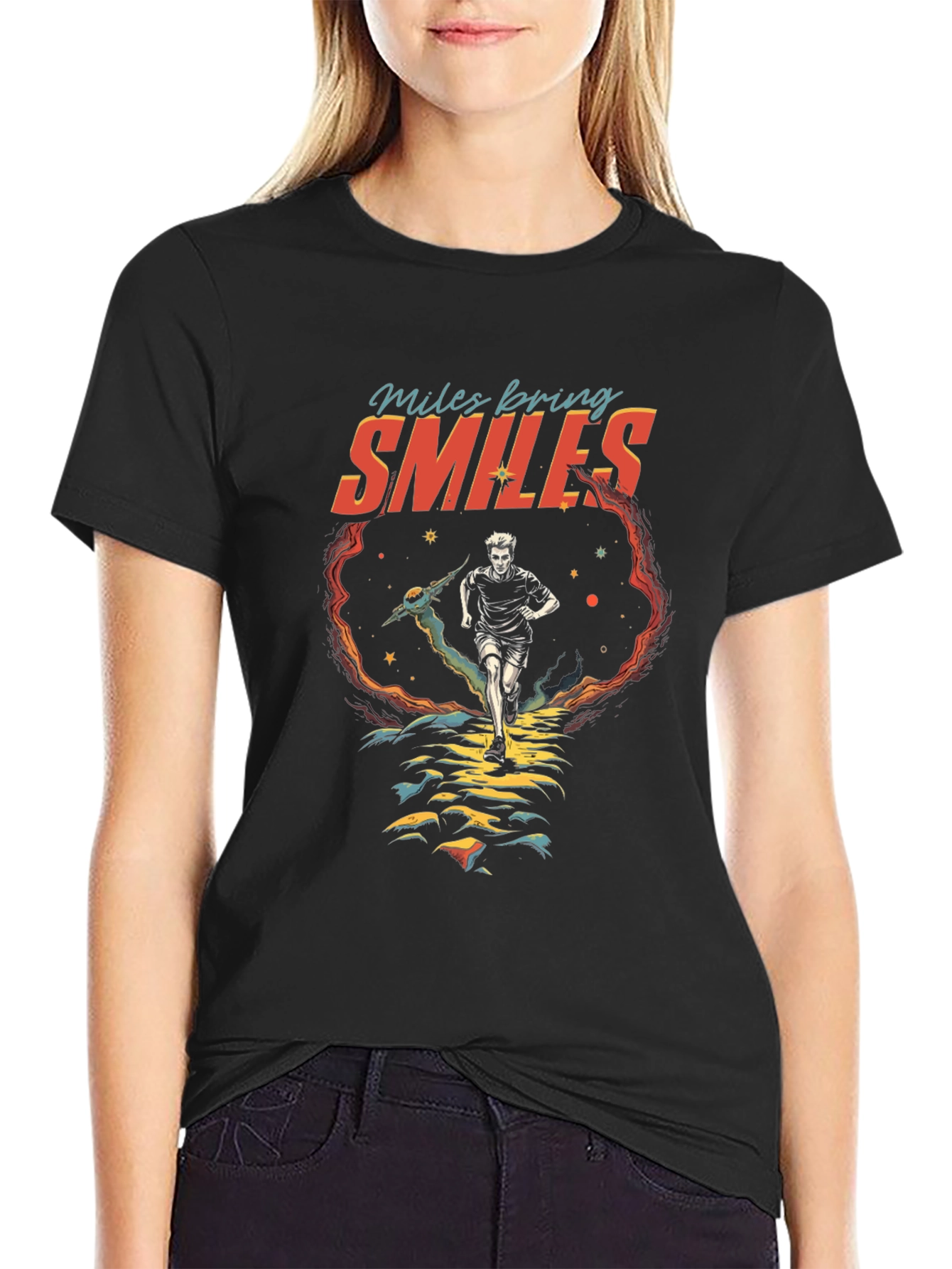 Camiseta Negra Deportiva Millas Traen Sonrisas