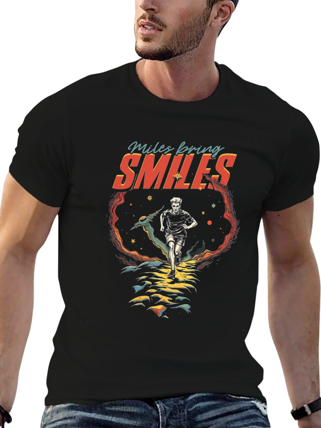Camiseta Negra Deportiva Millas Traen Sonrisas