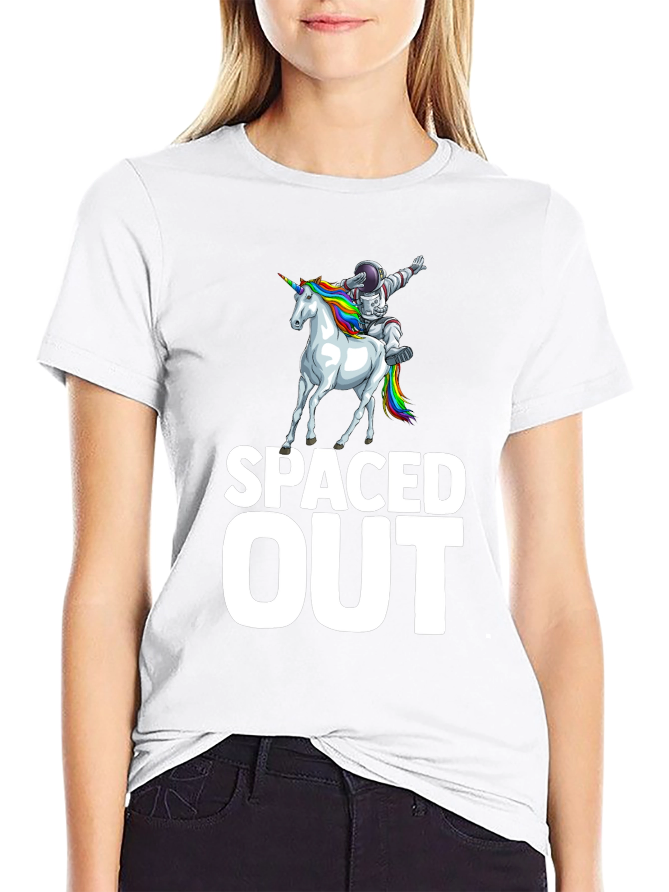 Camiseta Negra Espacial Unicornio Astronauta