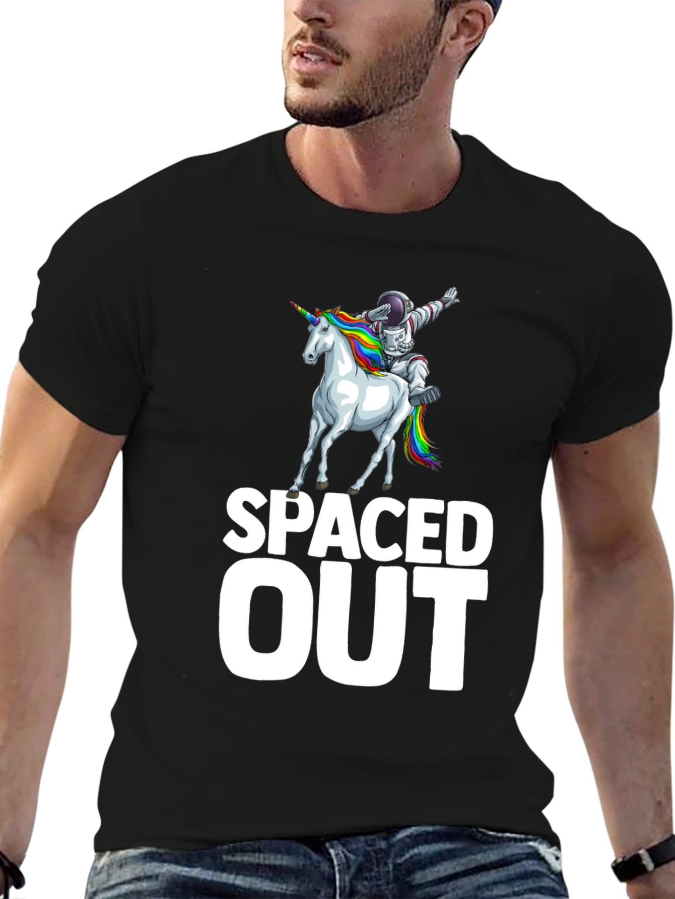 Camiseta Negra Espacial Unicornio Astronauta