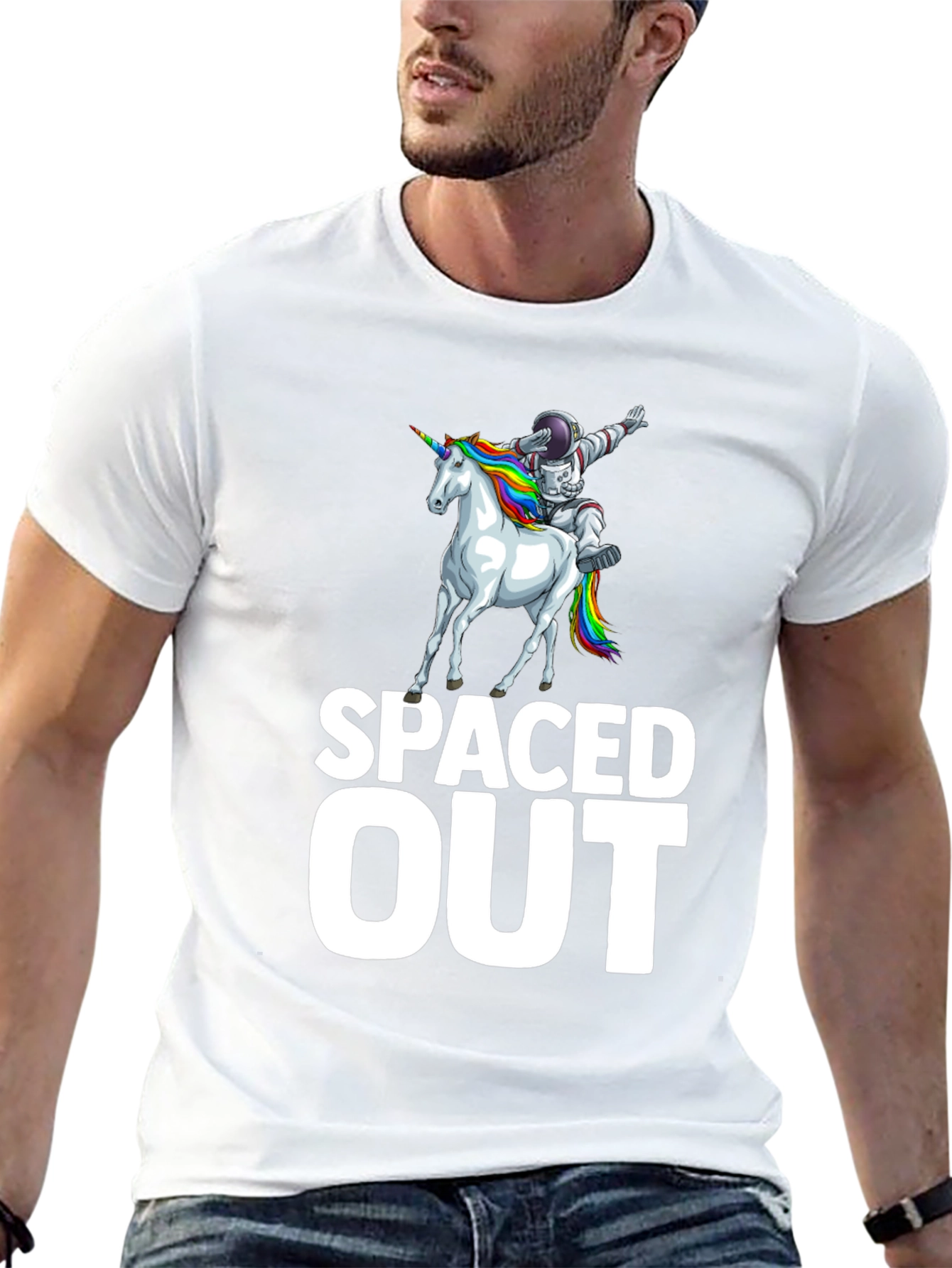 Camiseta Negra Espacial Unicornio Astronauta
