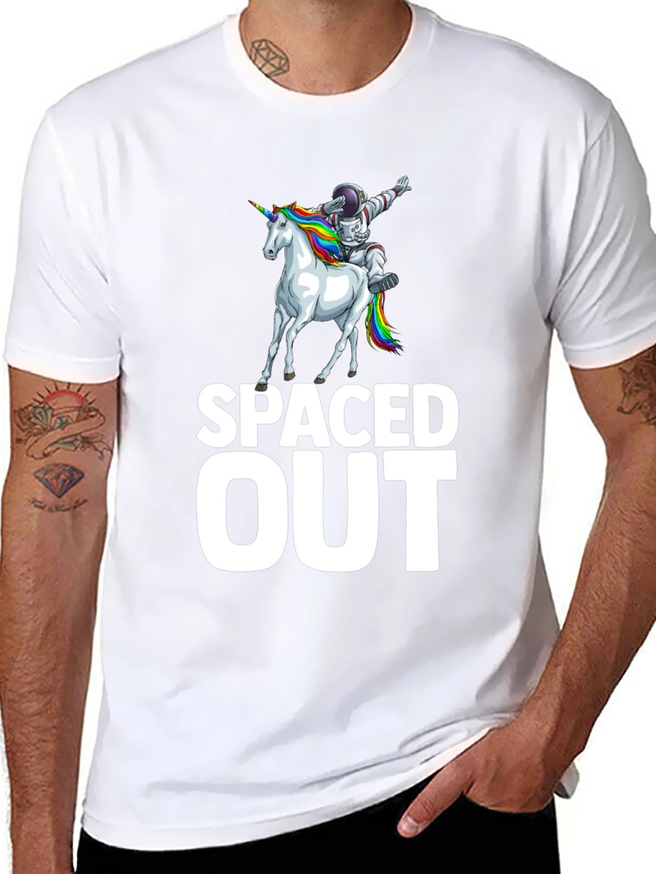 Camiseta Negra Espacial Unicornio Astronauta