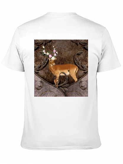 Camiseta Negra con Diseño de Ciervo Floral