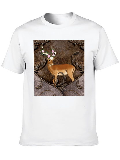 Camiseta Negra con Diseño de Ciervo Floral