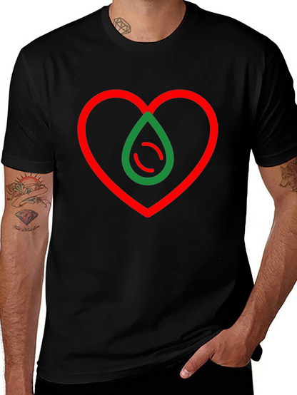 Camiseta Negra Corazón y Gota Abstracta