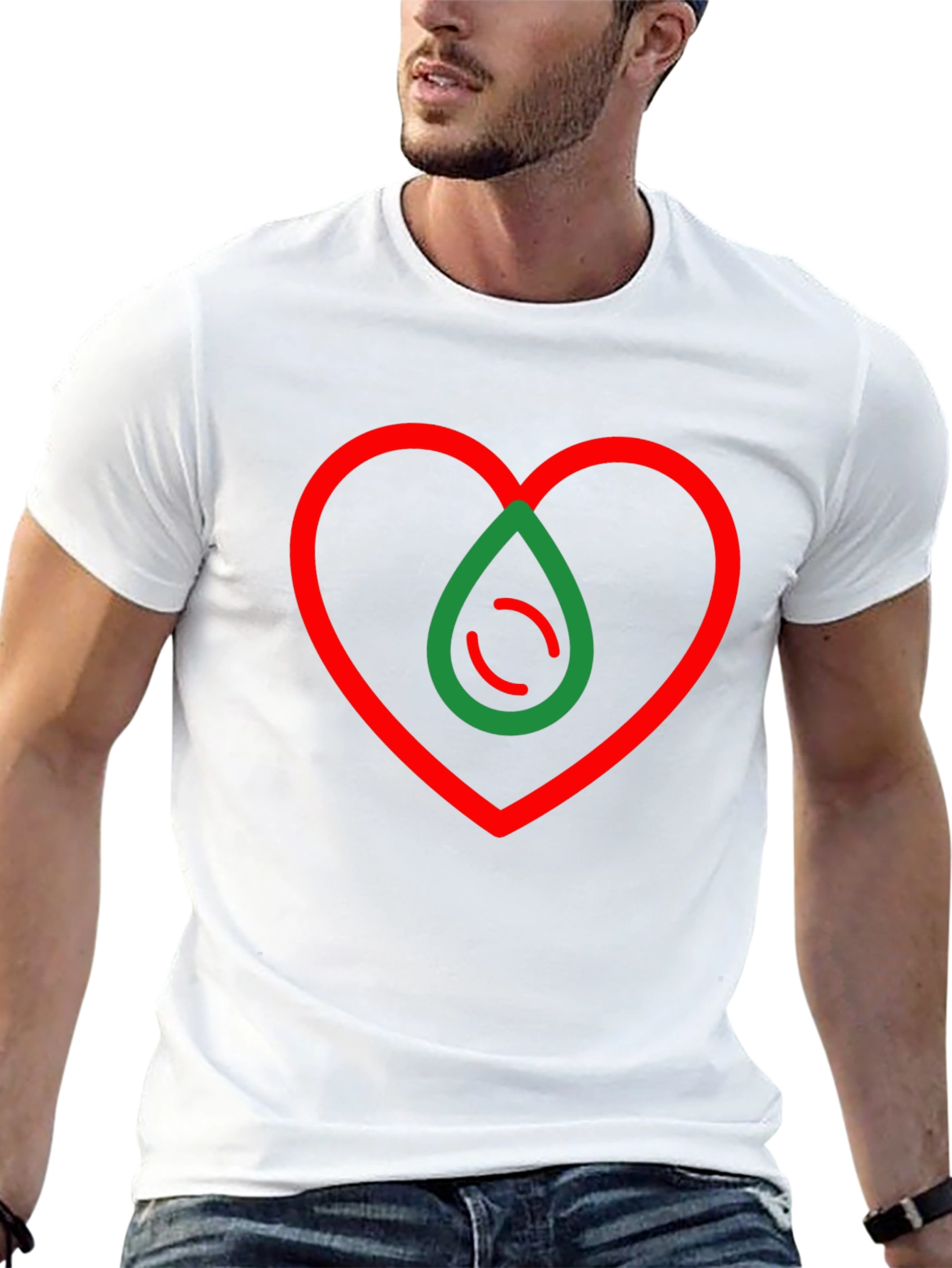 Camiseta Negra Corazón y Gota Abstracta