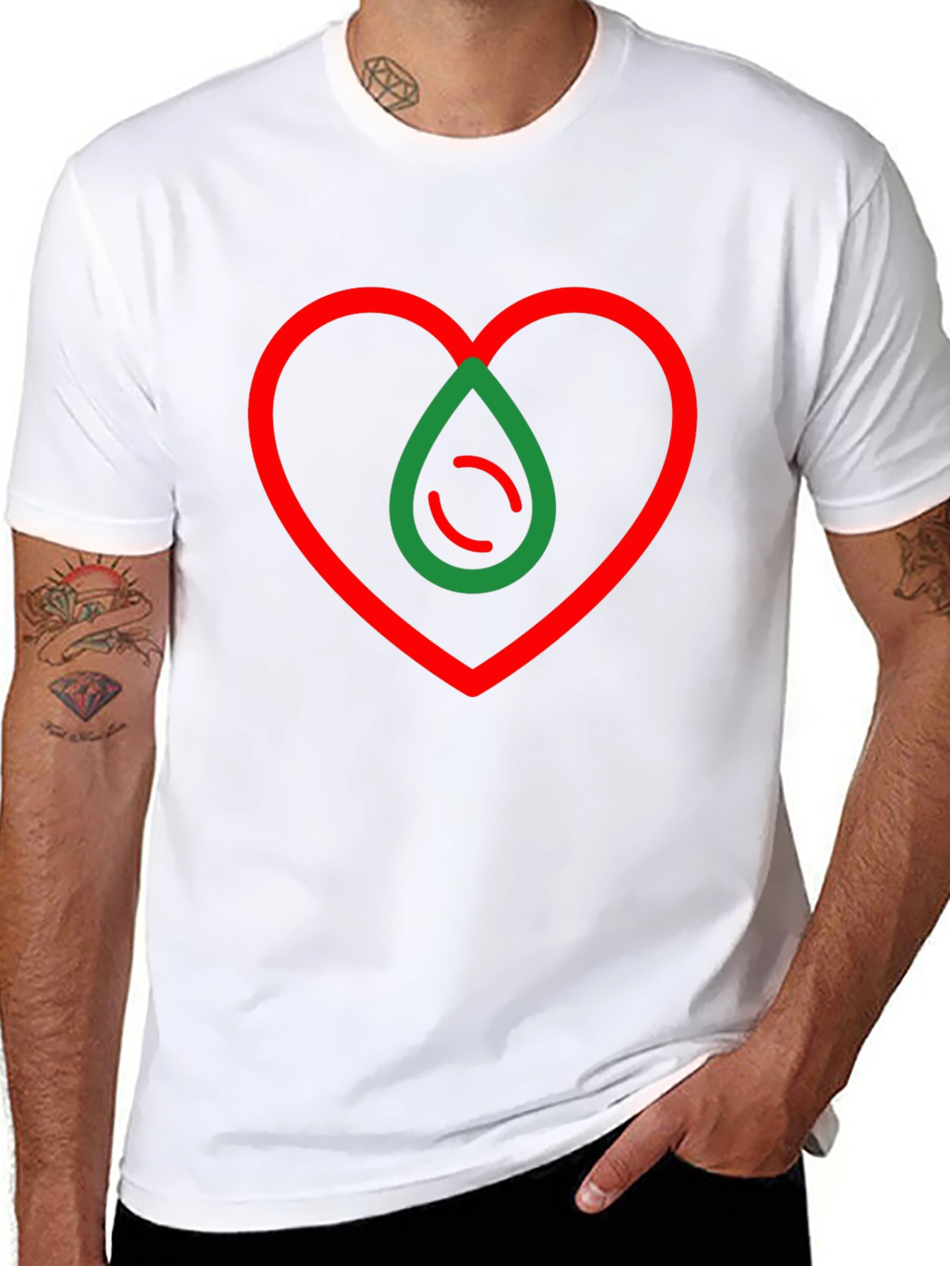 Camiseta Negra Corazón y Gota Abstracta