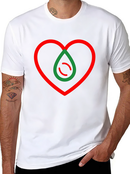 Camiseta Negra Corazón y Gota Abstracta