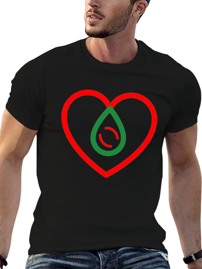 Camiseta Negra Corazón y Gota Abstracta