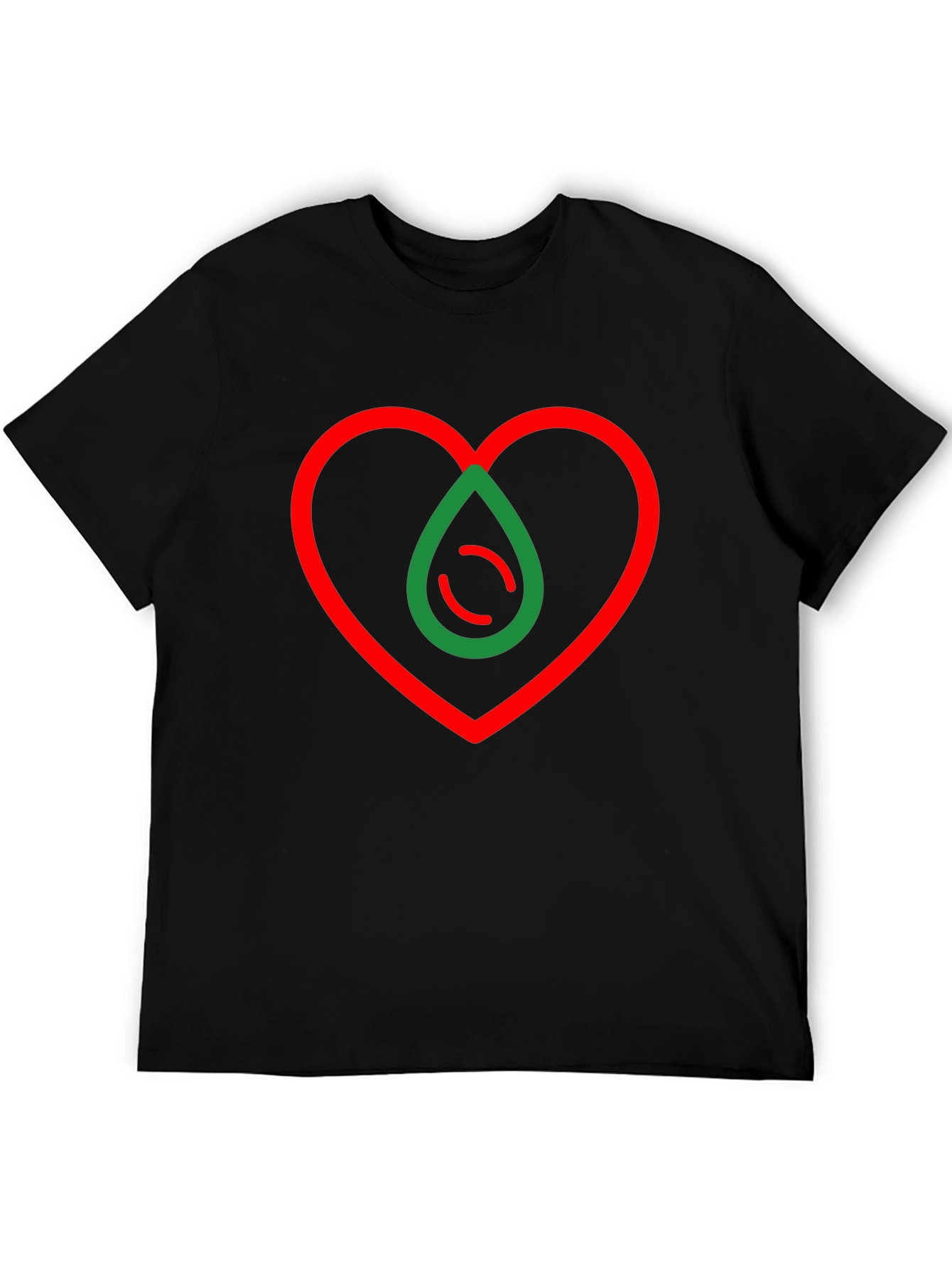 Camiseta Negra Corazón y Gota Abstracta