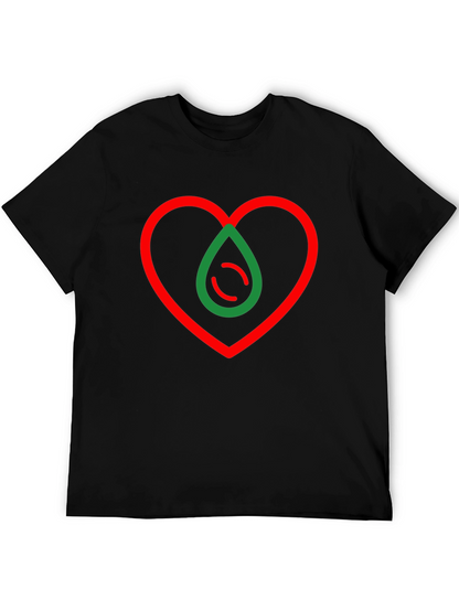 Camiseta Negra Corazón y Gota Abstracta