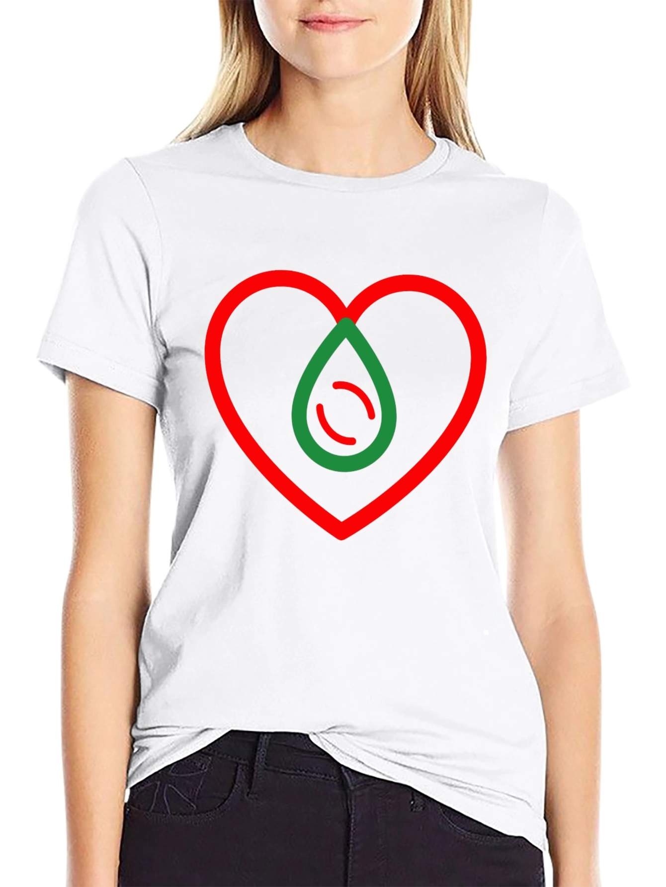 Camiseta Negra Corazón y Gota Abstracta