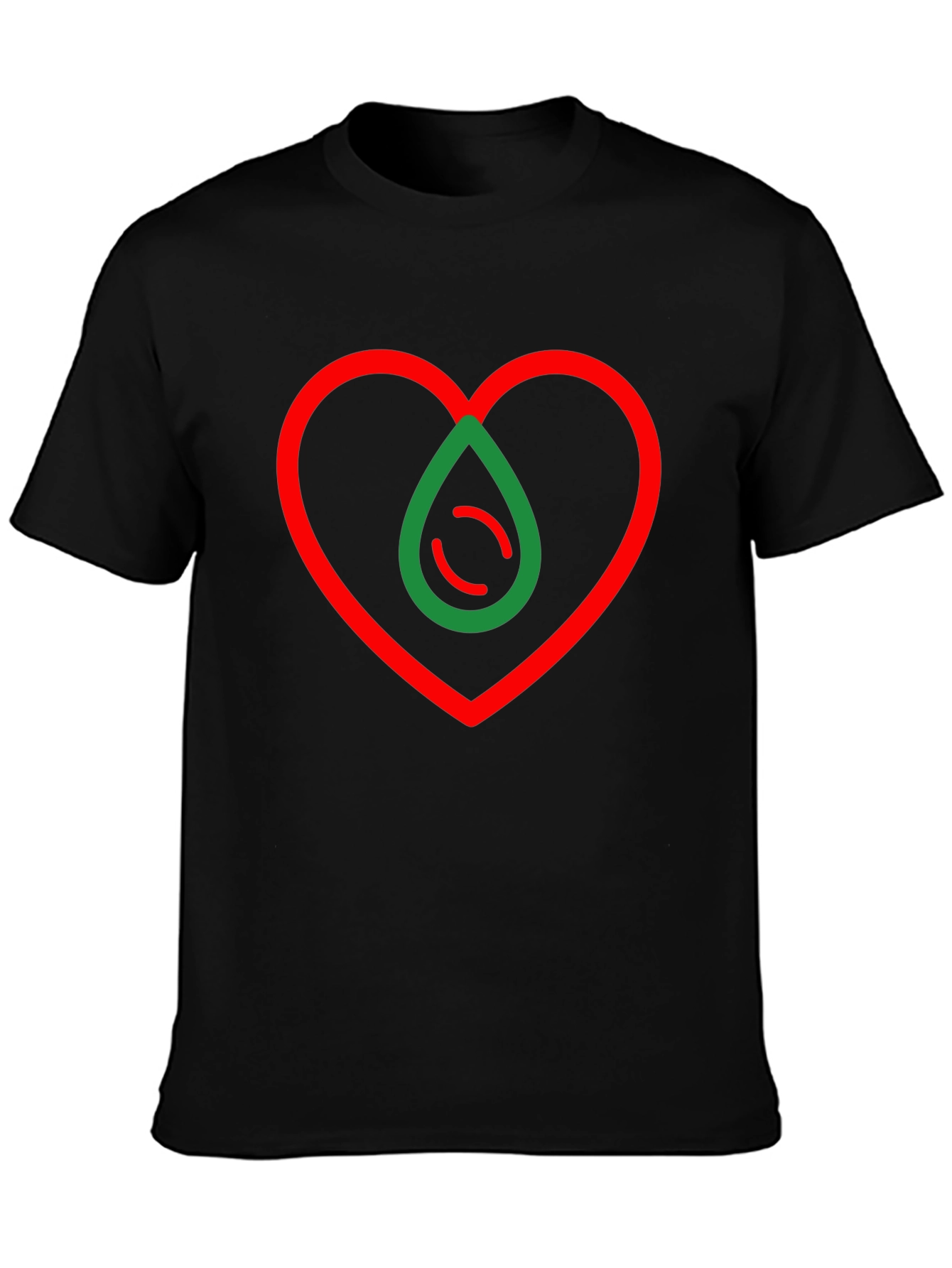Camiseta Negra Corazón y Gota Abstracta