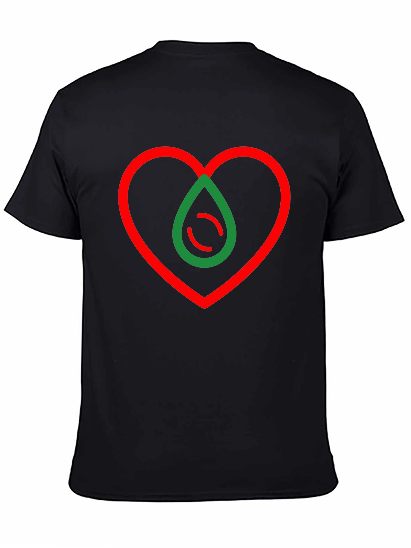 Camiseta Negra Corazón y Gota Abstracta