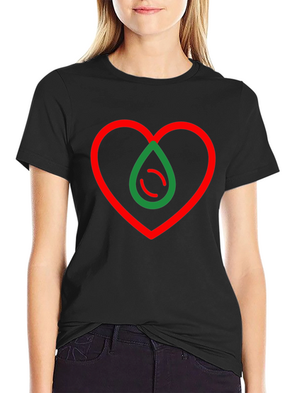 Camiseta Negra Corazón y Gota Abstracta