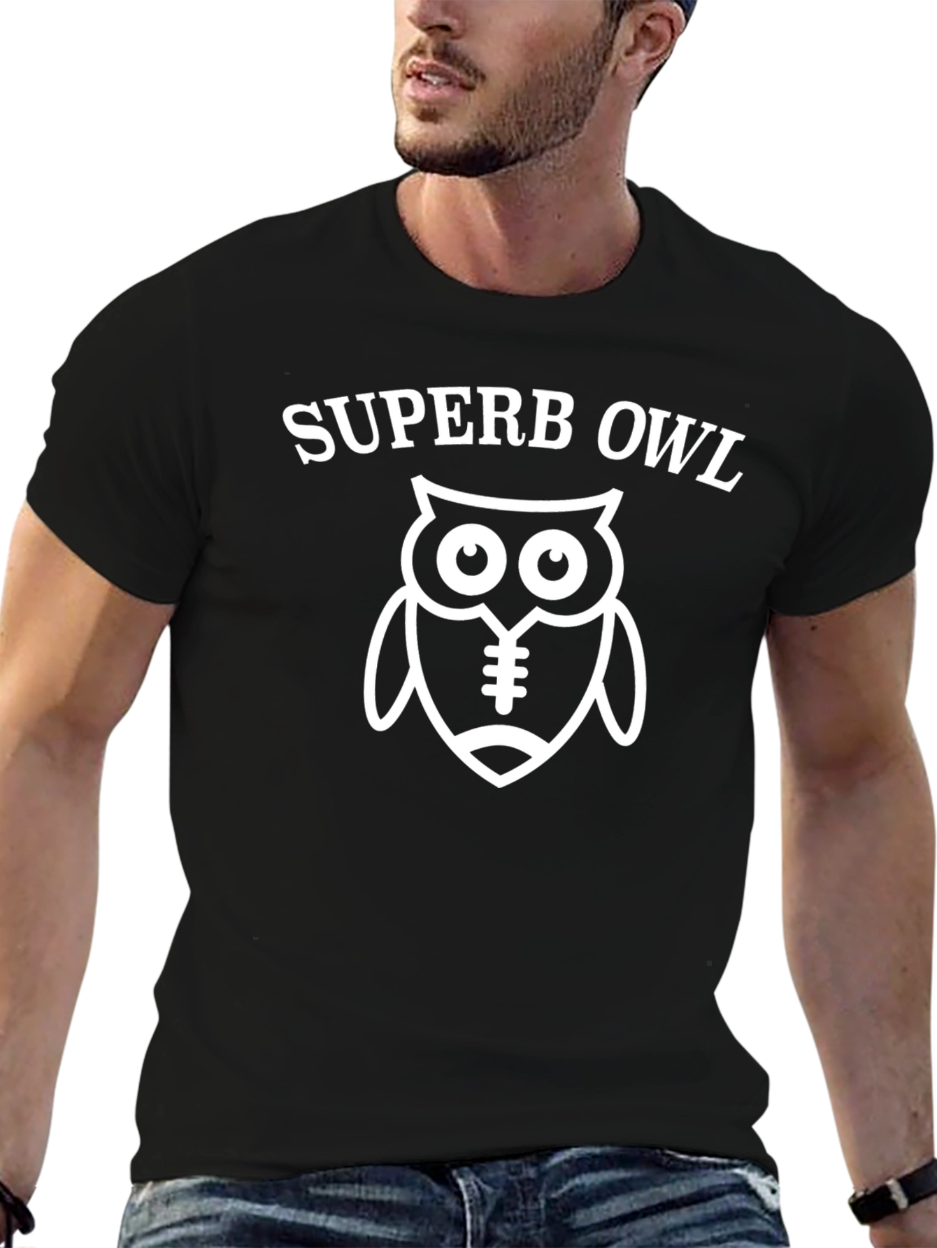 Camiseta Superb Owl Negra - Diseño Divertido