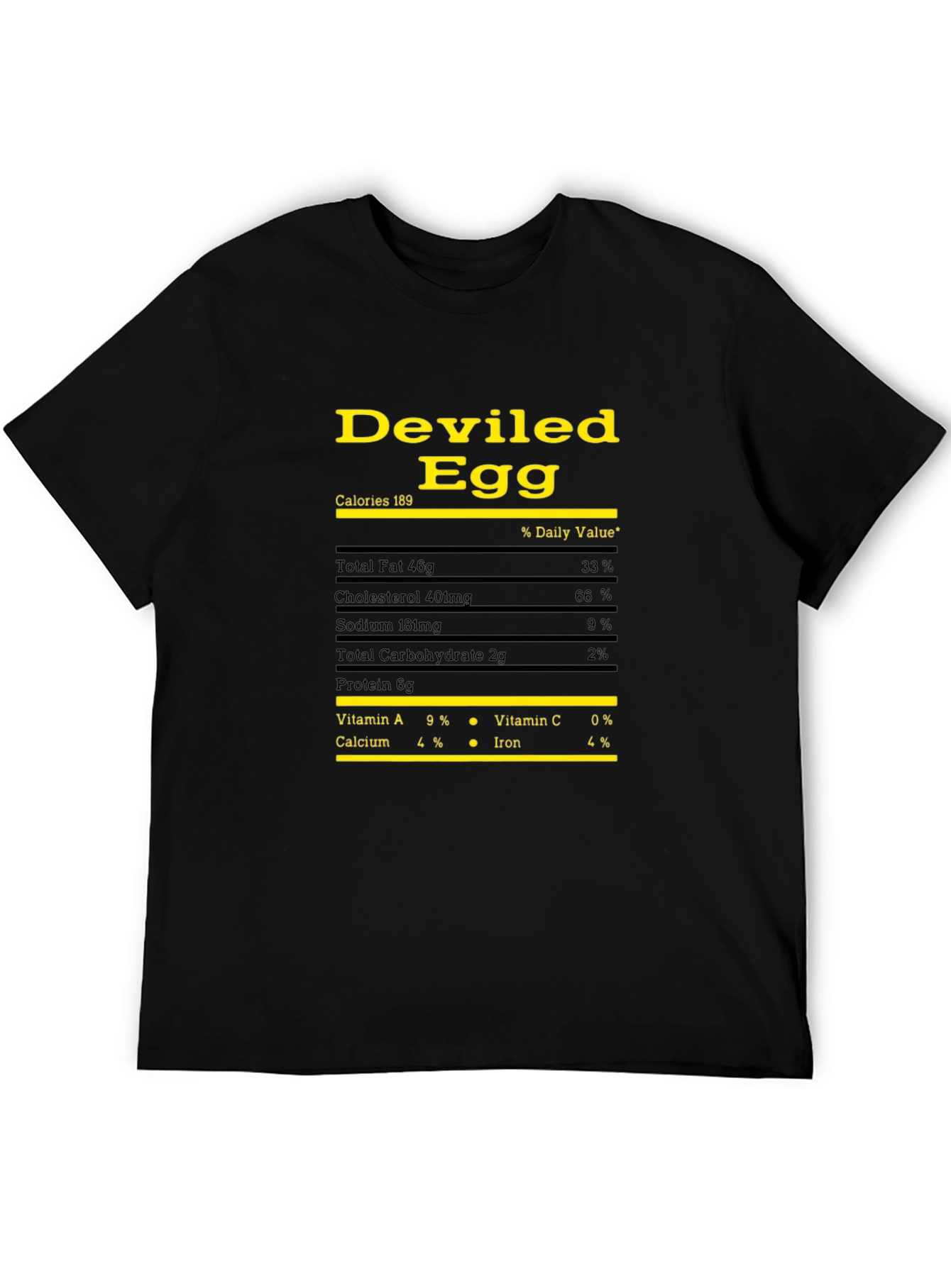 Camiseta Negra Huevo Endiablado - Información Nutricional Divertida
