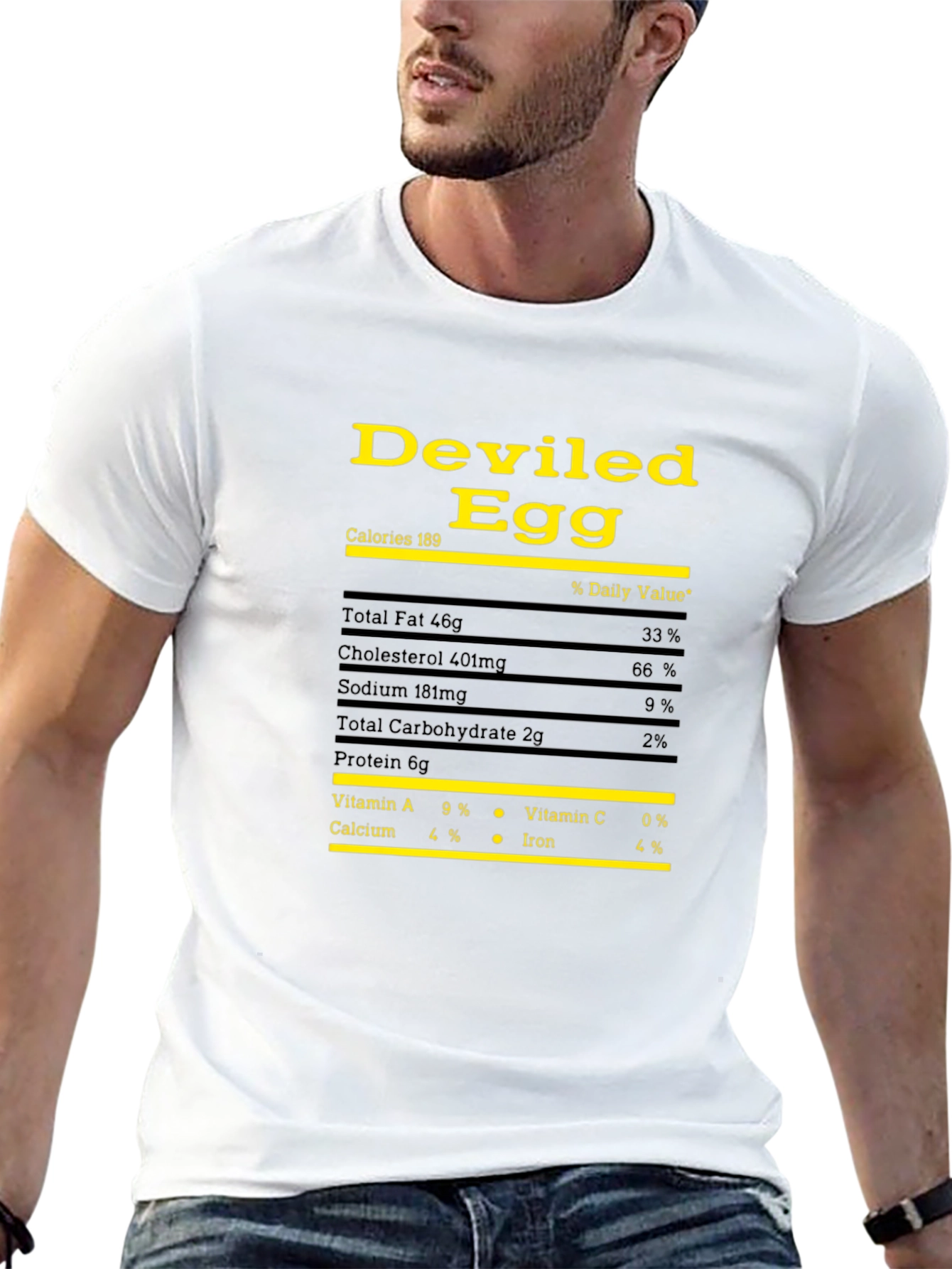Camiseta Negra Huevo Endiablado - Información Nutricional Divertida