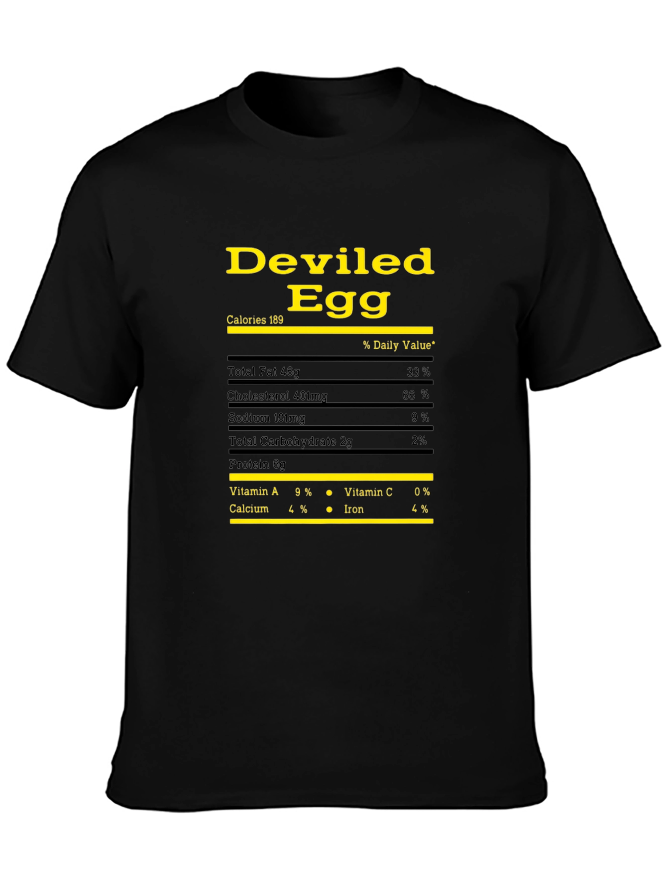 Camiseta Negra Huevo Endiablado - Información Nutricional Divertida