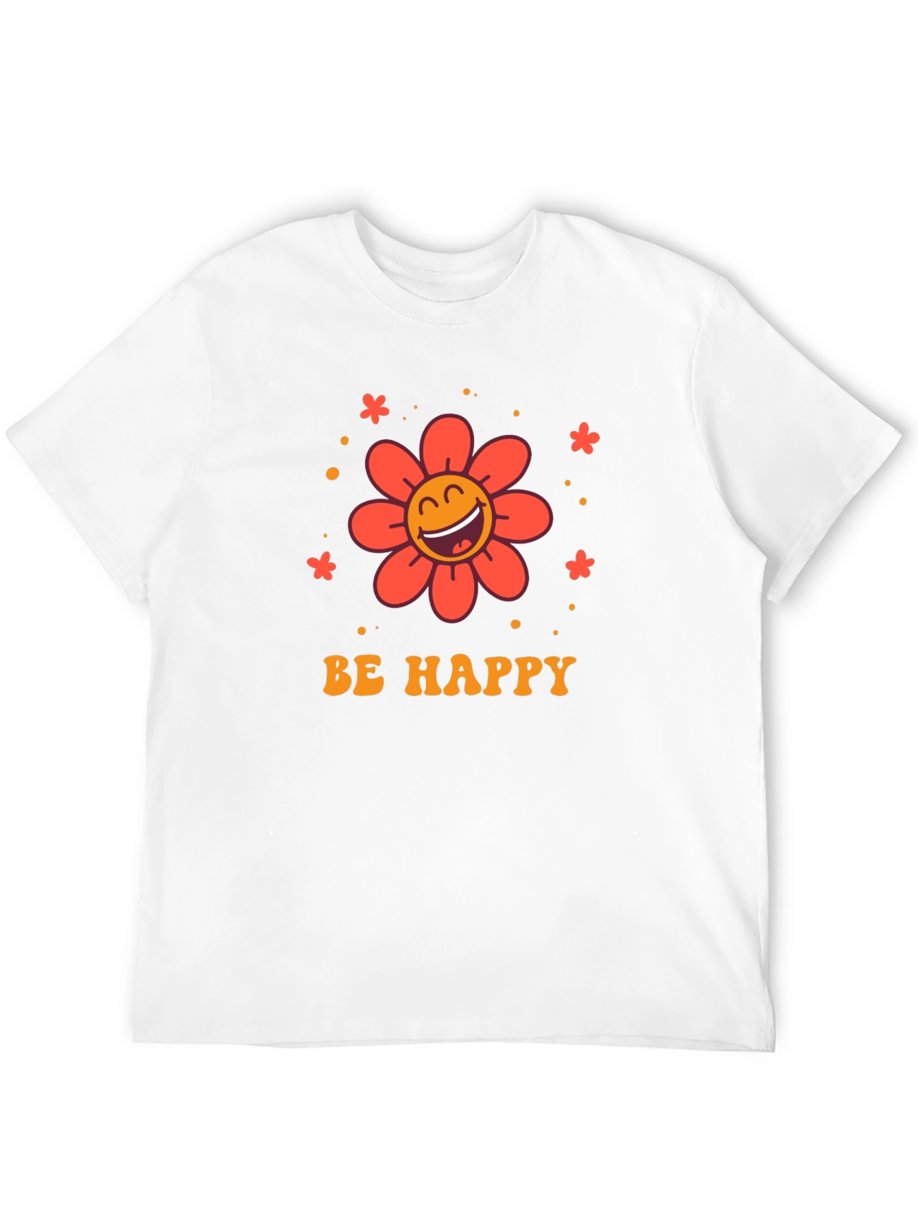 Camiseta Negra con Diseño Floral Sé Feliz