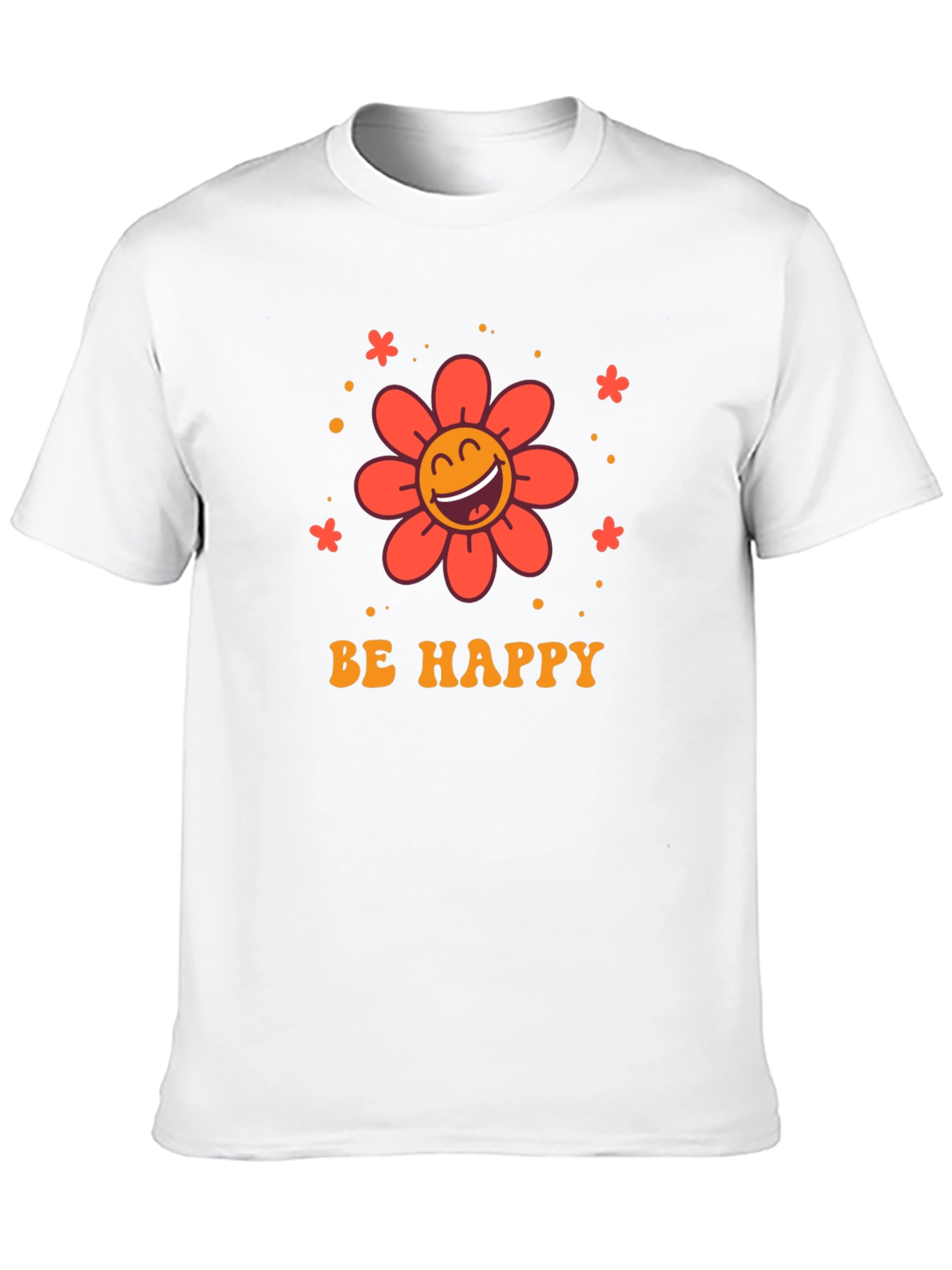 Camiseta Negra con Diseño Floral Sé Feliz