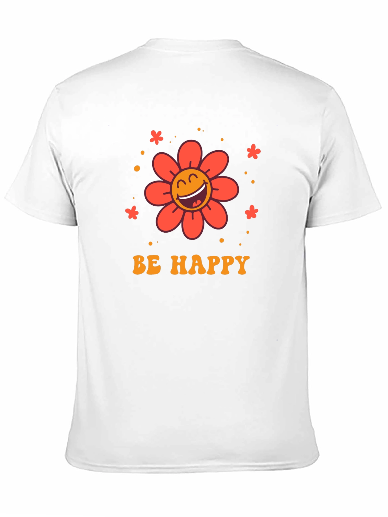 Camiseta Negra con Diseño Floral Sé Feliz