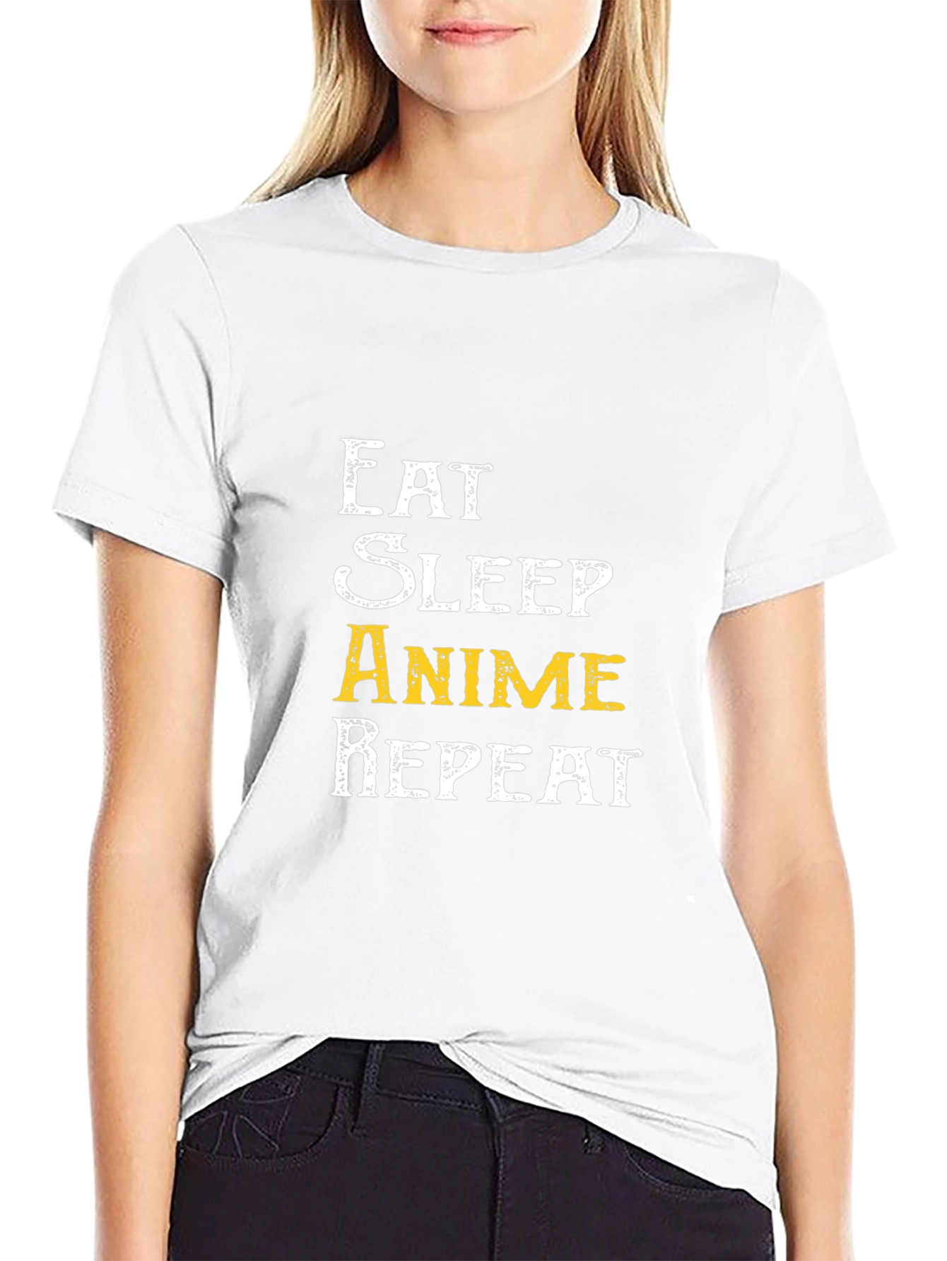 Camiseta Negra Eat Sleep Anime Repeat