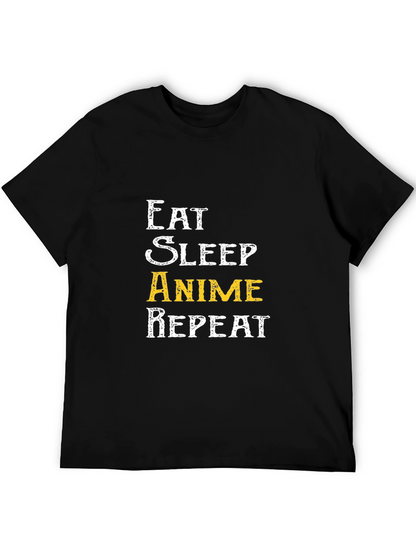Camiseta Negra Eat Sleep Anime Repeat