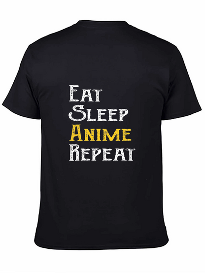 Camiseta Negra Eat Sleep Anime Repeat