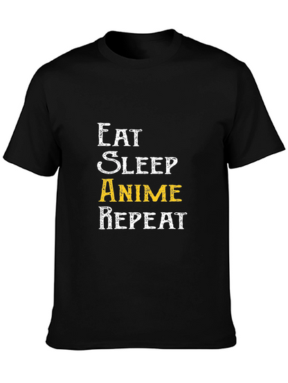 Camiseta Negra Eat Sleep Anime Repeat