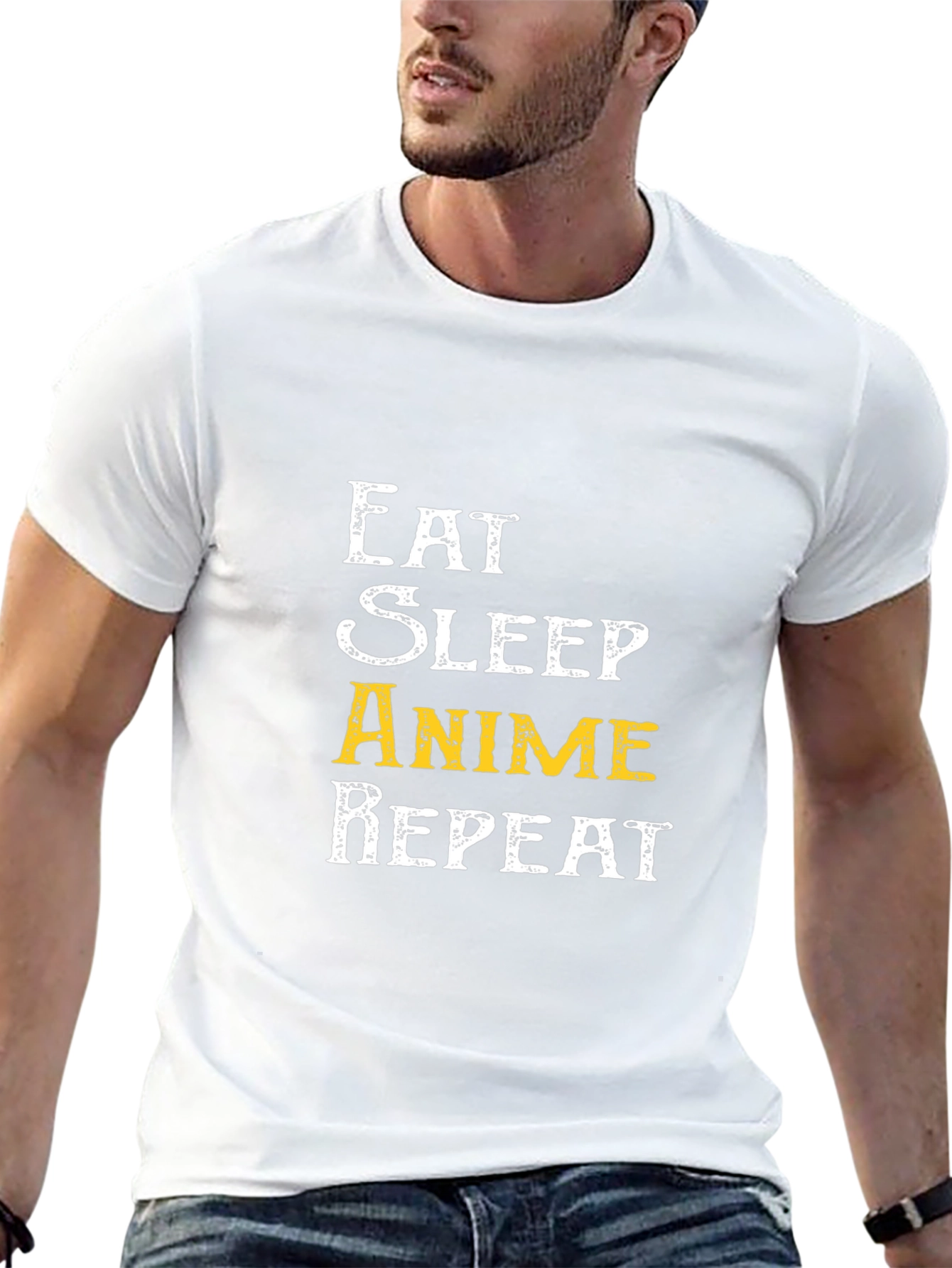 Camiseta Negra Eat Sleep Anime Repeat