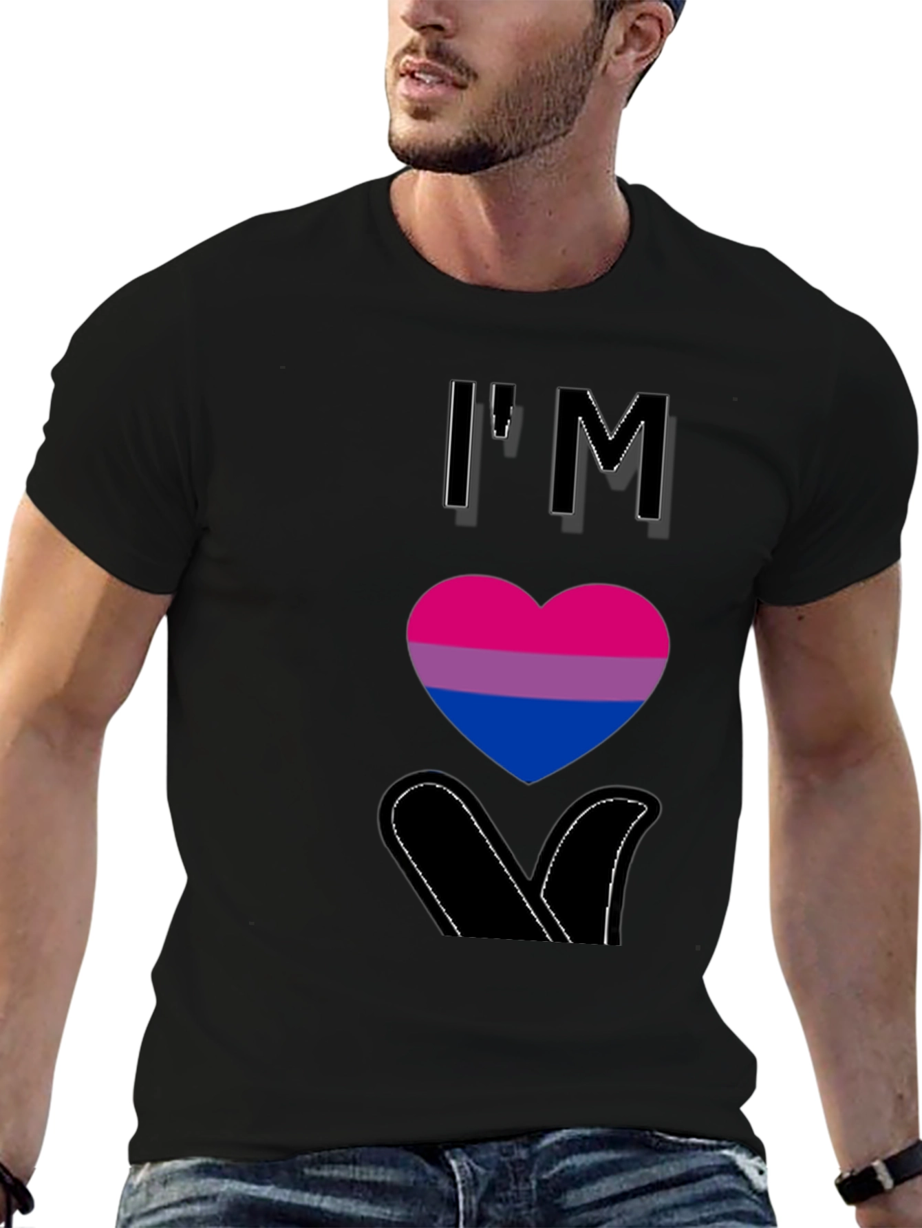 Camiseta Negra con Corazón Bisexual