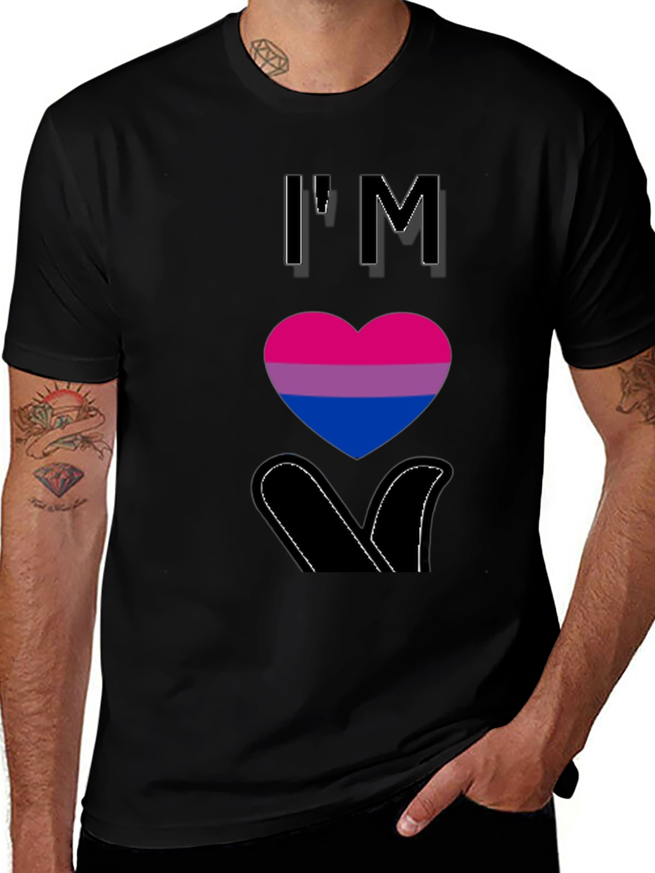 Camiseta Negra con Corazón Bisexual
