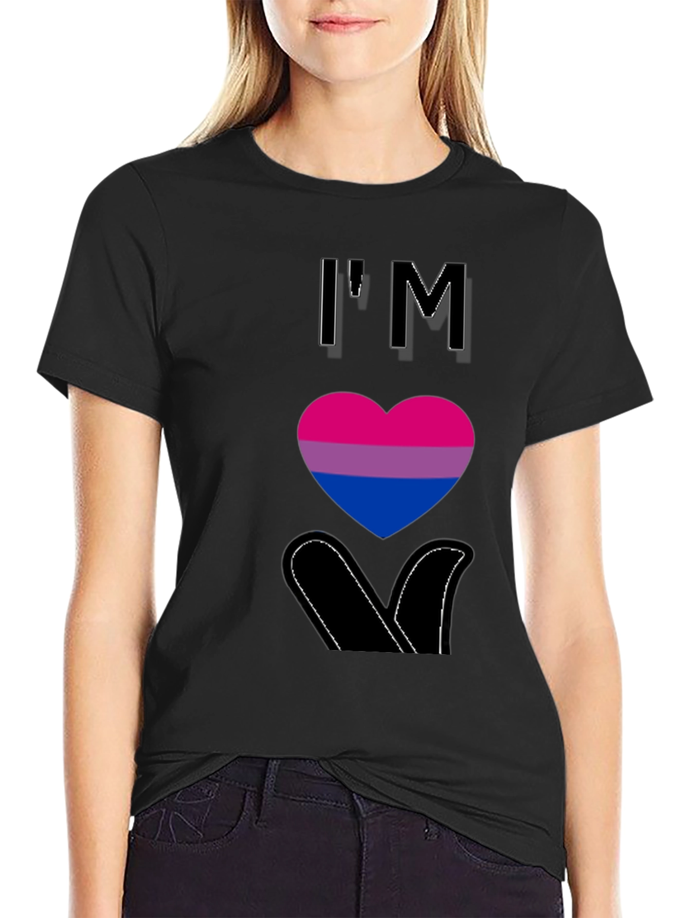 Camiseta Negra con Corazón Bisexual