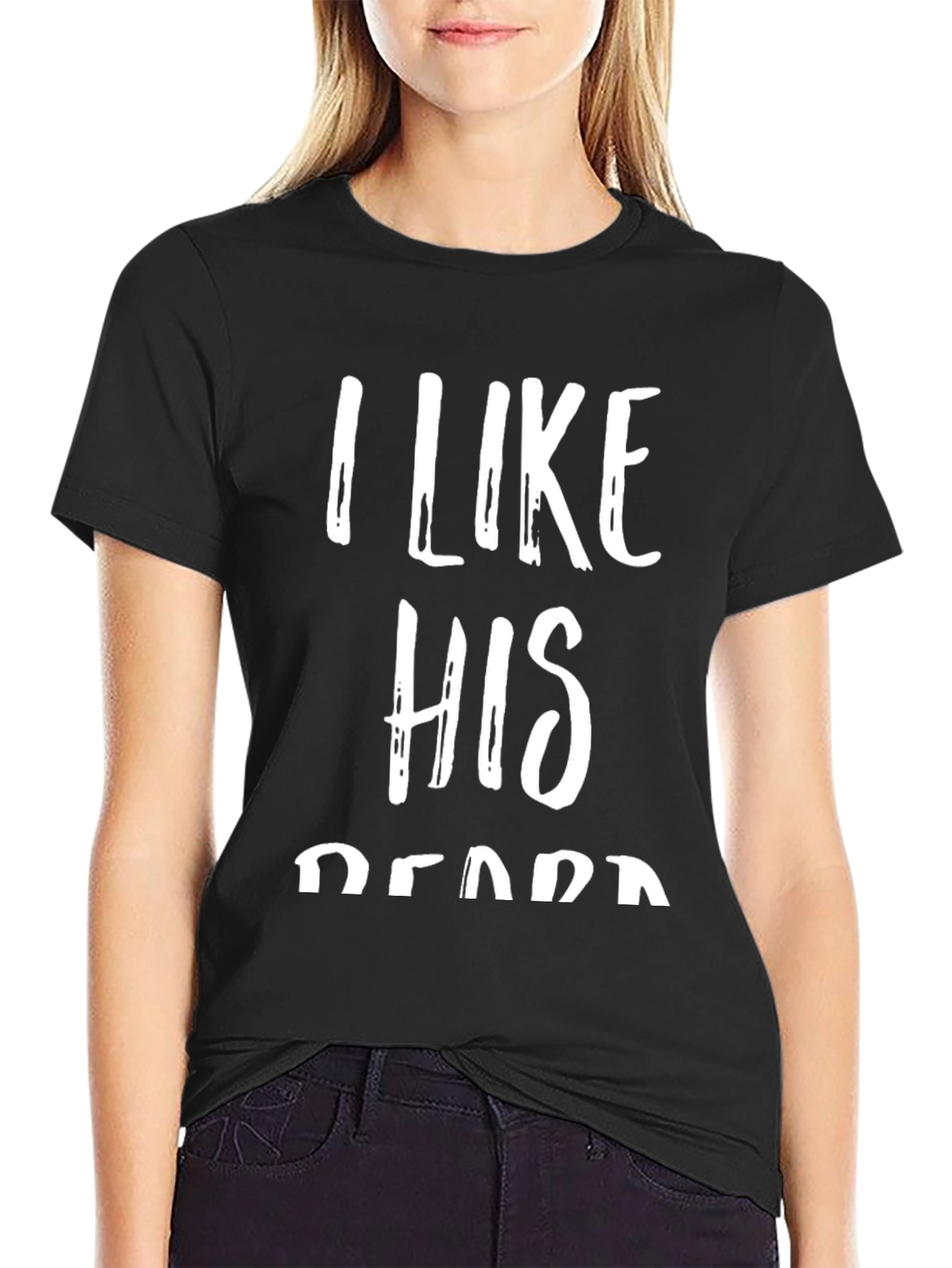 Camiseta Negra con Texto I Like His Beard