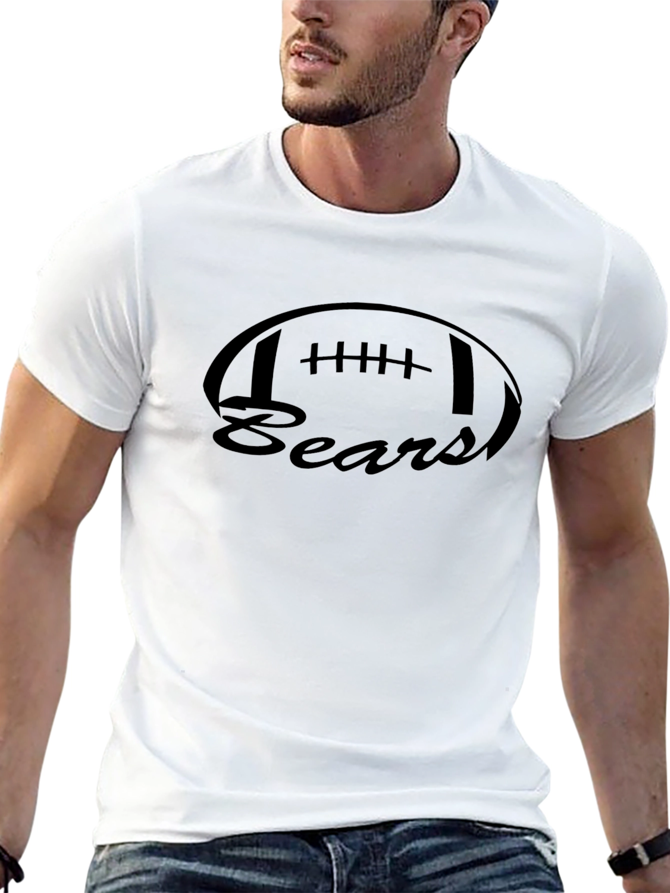 Camiseta Negra Bears Estilo Fútbol Americano