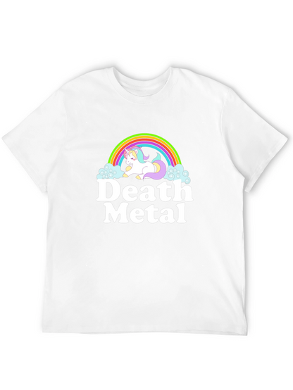 Camiseta Negra Unicornio Metalero para Hombre
